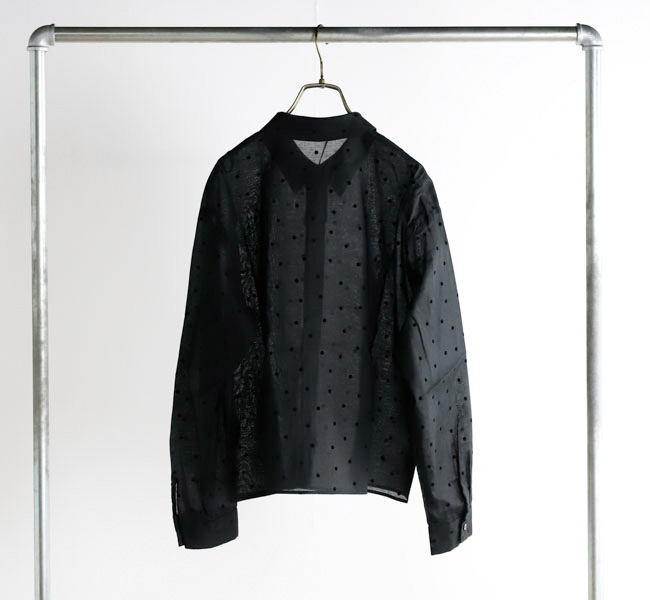 mizuiro ind ミズイロインド 4-230058 フロッキードットプリントシャツ