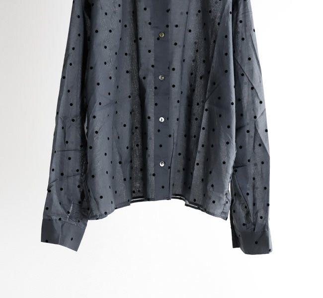 mizuiro ind ミズイロインド 4-230058 フロッキードットプリントシャツ