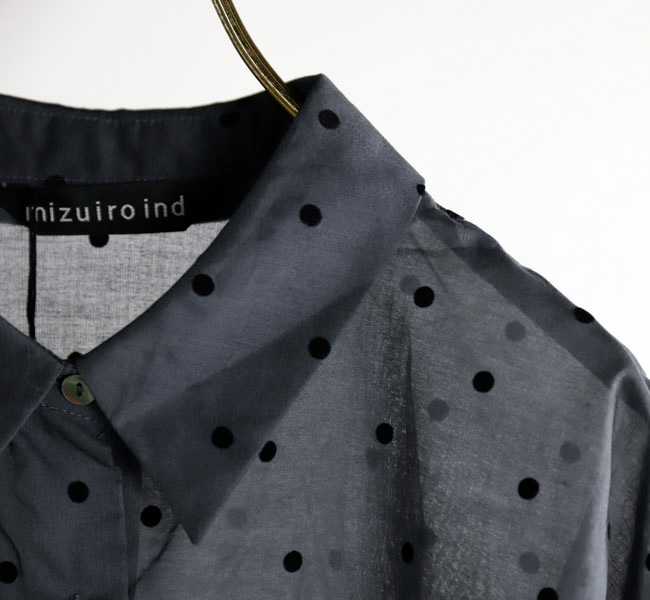 mizuiro ind ミズイロインド 4-230058 フロッキードットプリントシャツ