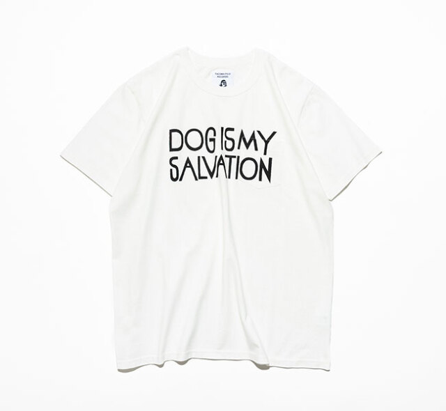 TACOMA FUJI RECORDS タコマフジレコード DOG IS MY SALVATION Pocket Tee designed by Yachiyo Katsuyama ポケットTシャツ ホワイト