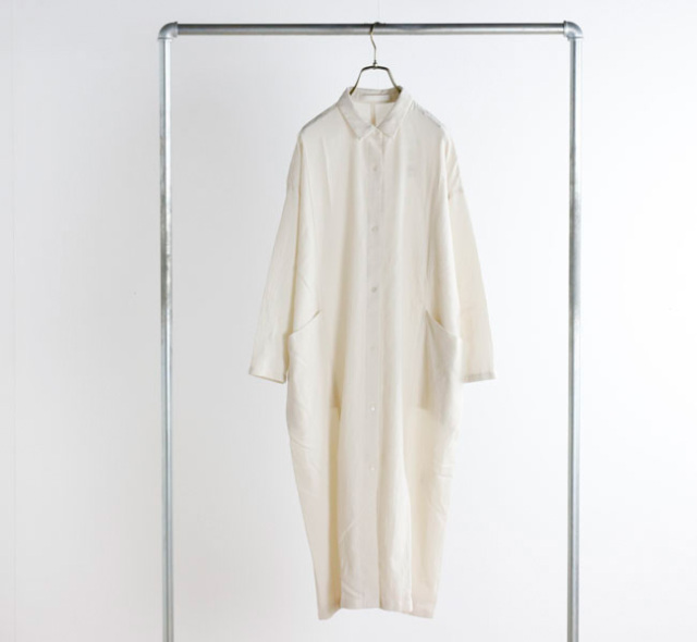 エヴァムエヴァシャツワンピース ロング丈 長袖 evam eva エヴァムエヴァ コットンシャツワンピース cotton