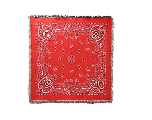 Bandana Throwket "Paisley  Red" バンダナ スローケット " ペイズリー　レッド " ラグマットとしても使える大判スローケット