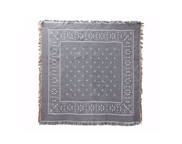 Bandana Throwket "Paisley Gray" バンダナ スローケット " ペイズリー グレー " ラグマットとしても使える大判スローケット