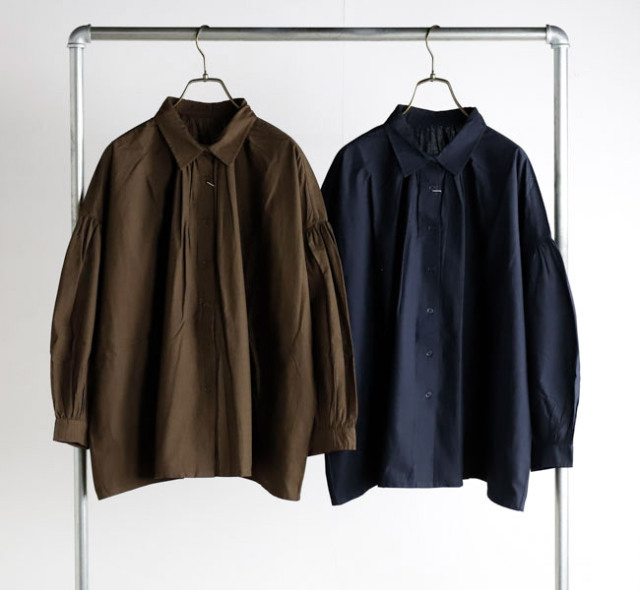 SOIL ソイル NSL26522 コットンポプリン レギュラーカラーギャザーシャツ 40s COTTON POPLIN PLAIN REGULAR COLLAR SHIRT WITH GATHER