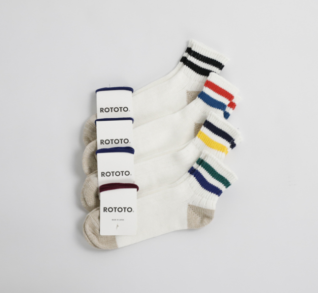 ROTOTO ロトト ソックス O.S. RIBBED ANKLE SOCKS 2ストライプ
