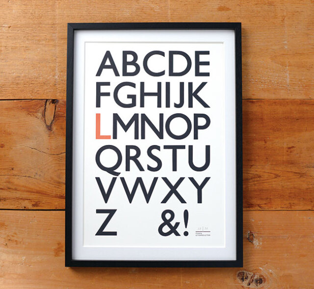 TOMIGAYA Letterpress|富ヶ谷レタープレス / TOMIGAYA Letterpress ABCポスター Lサイズ フレーム付き