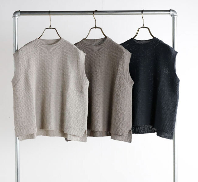 evam eva エヴァムエヴァ E261K085 コットンリネン ベスト cotton linen vest