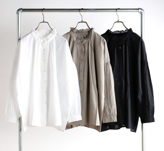 SOIL ソイル NSL26551 レースフリルカラーシャツ 60s COTTON CAMBRIC PLAIN WITH LACE LACE FRILL COLLAR SHIRT