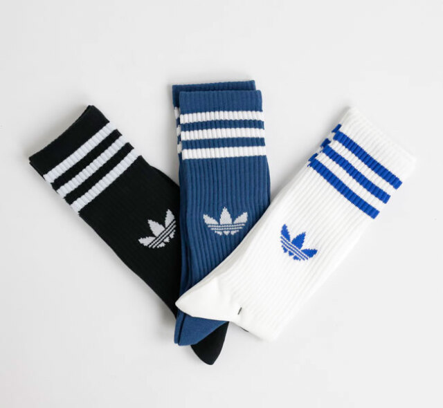 adidas Originals アディダス オリジナルス スリーストライプス ハイ クルーソックス 3足組 KA291 White ・Nigyt Marine・Black