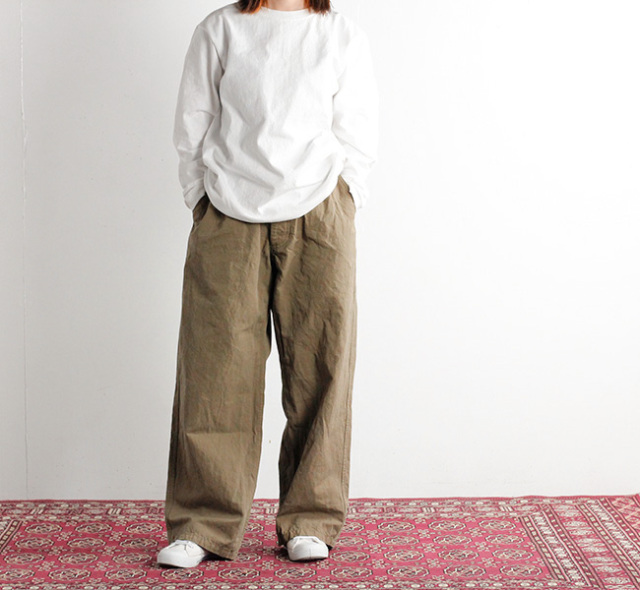 SALE40%OFFARMEN アーメン ワンタックパンツ NAM1203KCL COTTON LINEN ONE-TUCK PANTS
