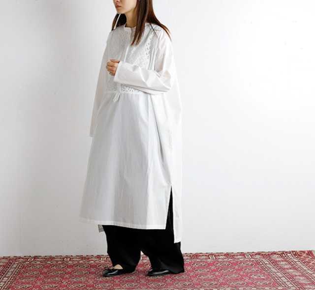 SALE30%OFFmizuiro ind ミズイロインド レースコンビシャツワンピース 1-250023