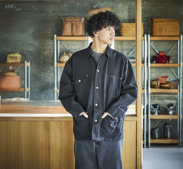 orslow オアスロウ 01-6034-61S RELAX FIT OXFORD COVERALL BLACK カバーオール