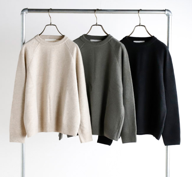 evam eva エヴァムエヴァ E253K176 プレスウール ラグランプルオーバー press wool raglan pullover