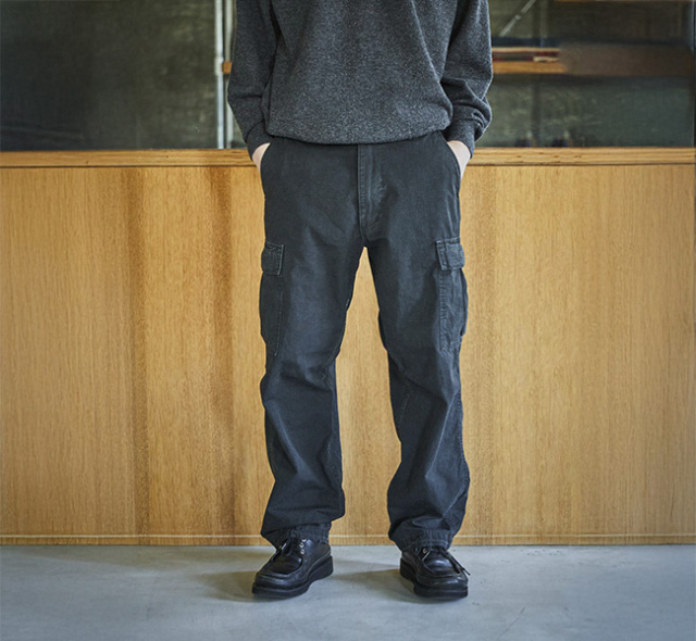 美品 orSlow VINTAGE FIT CARGO PANTS ブラック S orslow オアスロウ 03-V5260RIP-61S ヴィンテージフィット6