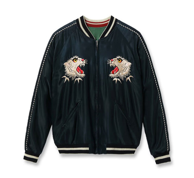 TAILOR TOYO テーラー東洋  Lot No. TT15878-119 / Mid 1950s Style Acetate Souvenir Jacket “TIGER HEAD” × “CHEVY LOVER” (AGING MODEL)  スカジャン