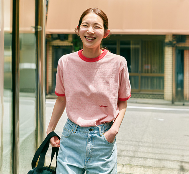 SALE40%OFFL.L.BEAN JAPAN EDITION エルエルビーン ジャパンエディション Morrill Short-Sleeve Ringer Tee  フロッキープリントリンガーTシャツ 半袖 5275-0042