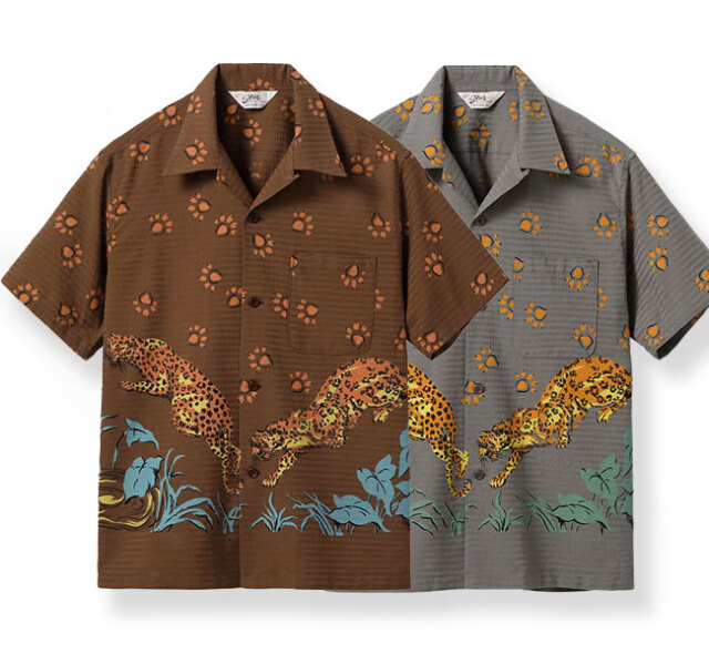 STAR OF HOLLYWOOD スターオブハリウッド SH39720 DOBBY COTTON OPEN SHIRT “LEOPARD” コットンオープンカラーシャツ 半袖