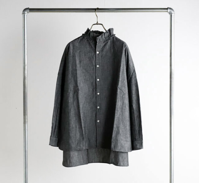 Yarmo ヤーモ YAR-26AW S28D ラッフルシャツ Ruffle Shirts_Dungaree