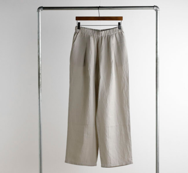 evam eva エヴァムエヴァ リネンシルクタックパンツ linen silk