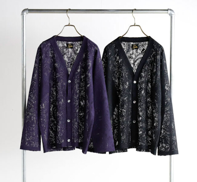 NEEDLES ニードルズ V Neck Cardigan - Paisley Bulky Lace Vネックカーディガン ペイズリー バルキリーレース TY384