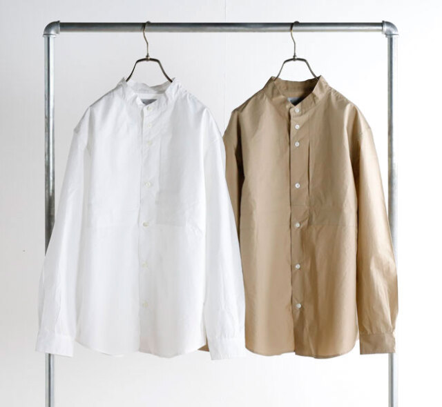 nisica ニシカ NIS-1365 バンドカラーシャツ 無地 長袖