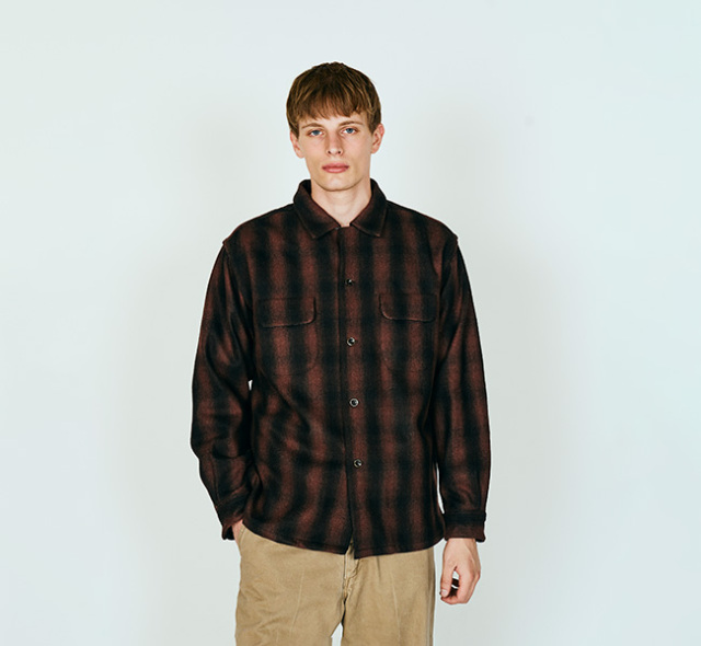 TOWN CRAFT タウンクラフト TC25F006AM 50S ウール オンブレ ダブルフラップ ループカラーシャツ 50S WOOL OMBRE W-FLAP LOOP COLLAR SHIRT