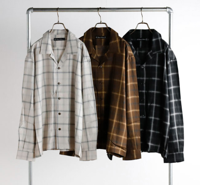 Audience オーディエンス AUD6665 「西脇」 レーヨン オンブレチェック オープンカラー 長袖シャツ