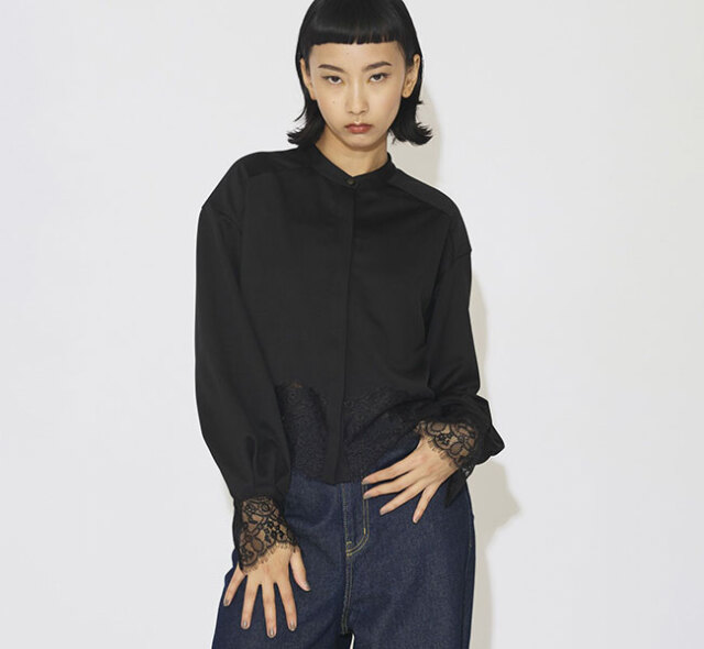 SALE40%OFF MIDIUMISOLID ミディウミソリッド レースカットワークシャツ　3-132174