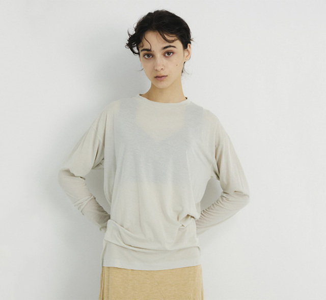 unfil アンフィル twisted cotton sheer jersey long sleeve Tee　ロングスルーブTシャツ　WFSP-UW134