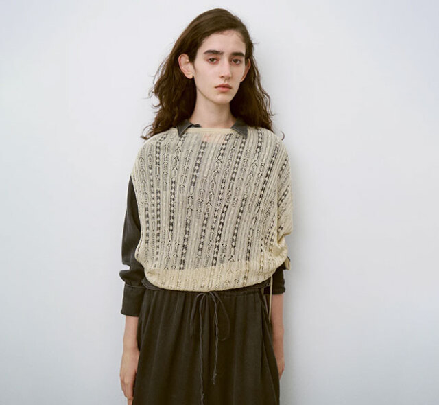 unfil アンフィル WXSP-UW131 ドライタッチニットトップ DRY TOUCH LYOCELL OPEN WORK CABLE-KNIT TOP