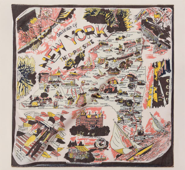 BINDU ビンドゥー BBB1312-NY1 マッププリント バンダナ NEWYORK BROWN PINK