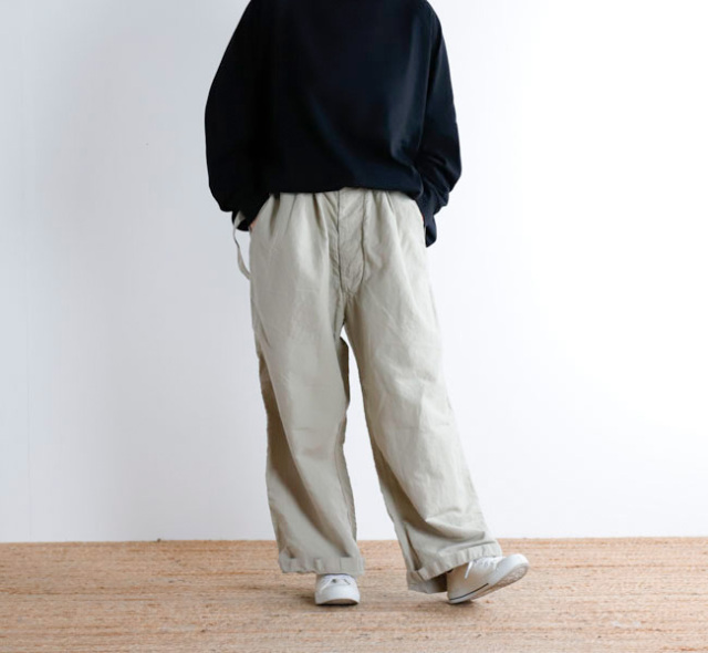 SALE40%OFFARMEN アーメン ISNAM2502D サスペンダー付きタックパンツ LINEN/COTTON OVERDYE ADJUSTER TACK PANTS WITH SUSPENDERS