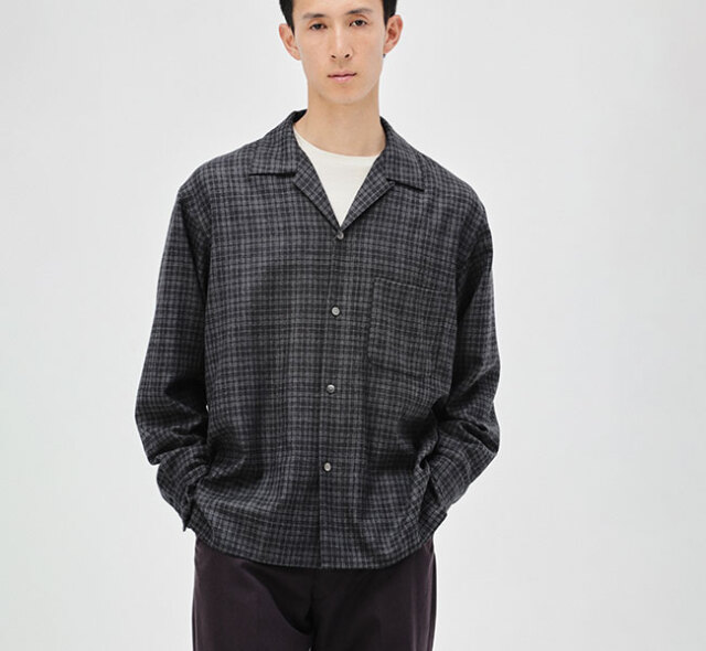 KAPTAIN SUNSHINE キャプテンサンシャイン KS26FSH08 ウールチェック オープンカラーシャツ Wool Plaid Open Collar Shirt