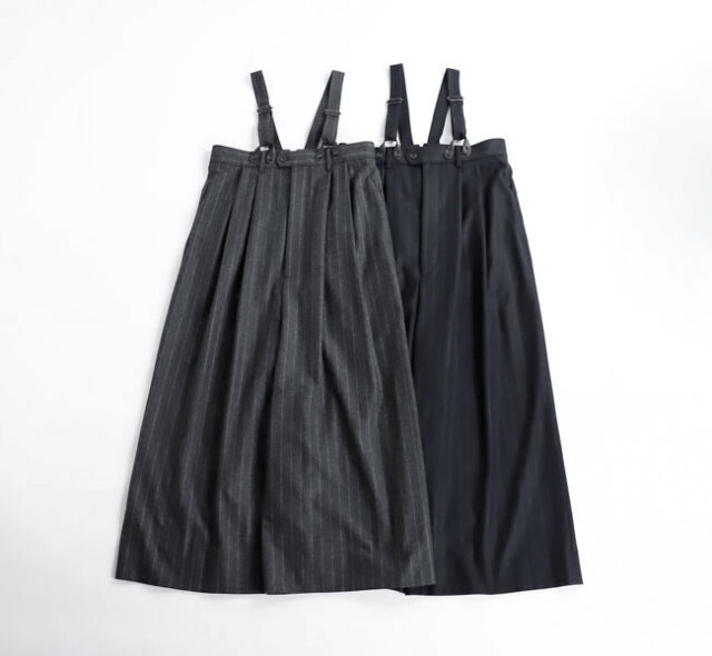 SACRA サクラ 125506051 CASHMERE FLANO STRIPE SALOPETTE カシミアフラノ ストライプサロペット