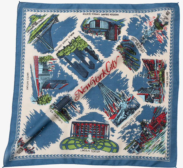 BINDU ビンドゥー BBB1312-NY3 マッププリント バンダナ NEWYORK NATURAL