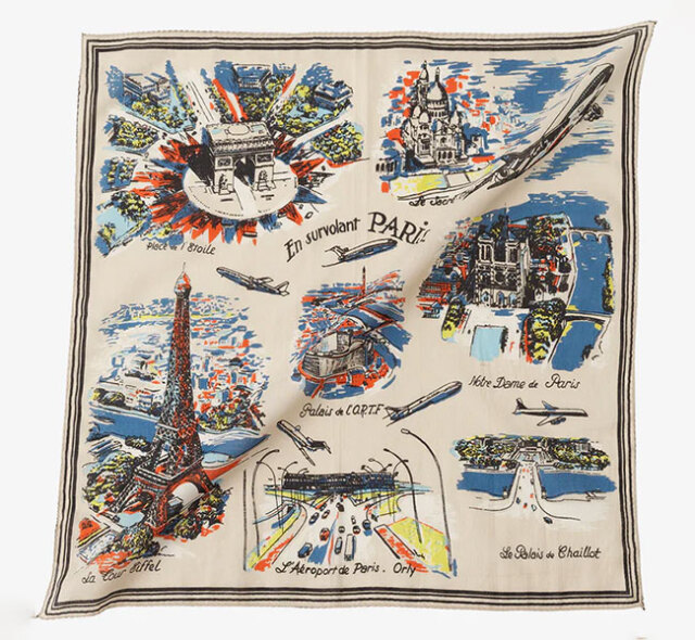 BINDU ビンドゥー BBB1312-PAR マッププリント バンダナ PARIS NATURAL