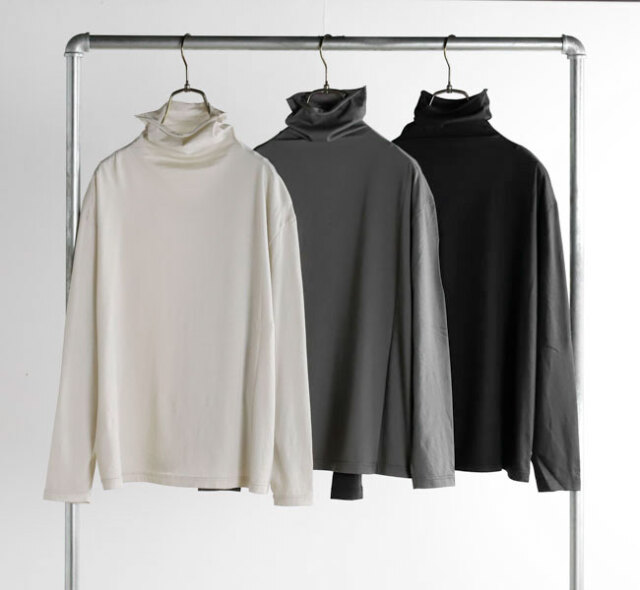 evam eva エヴァムエヴァ オーガニックコットン カットソー タートルネック cut&sew turtleneck E253C028