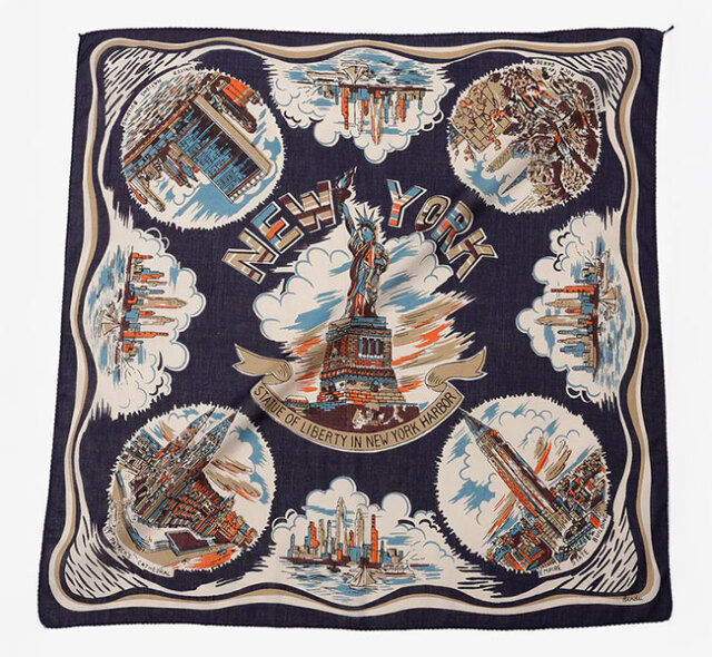 BINDU ビンドゥー BBB1312-NY2 マッププリント バンダナ NEWYORK NAVY