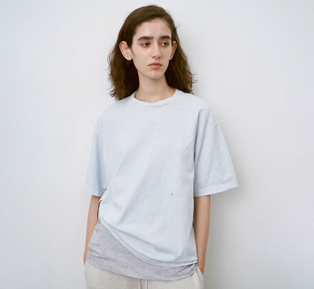 unfil アンフィル WXSP-UW135 ガーメントダイ リラックスTシャツ クルーネック COTTON OPEN-END YARN GARMENT DYEING RELAXED-FIT TEE