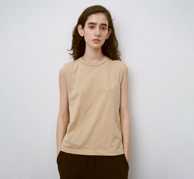 unfil アンフィル WXSP-UW135 ガーメントダイ ノースリーブ トップス COTTON OPEN-END YARN GARMENT DYEING SLEEVELESS TOP