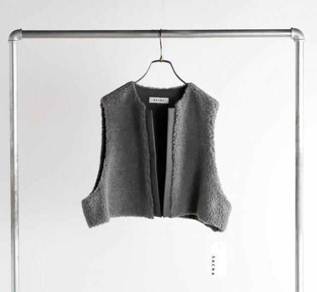 SACRA サクラ 125505061 POODLE FUR SHORT GILET プードルファー