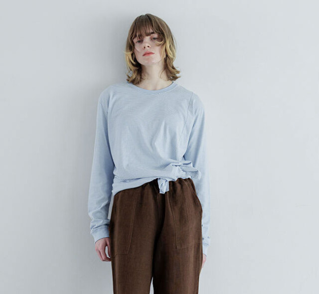 MEYAME メヤメ MEY-2327 BORDER SLIT LONG SLEEVE TEE　ボーダースリット長袖Tee