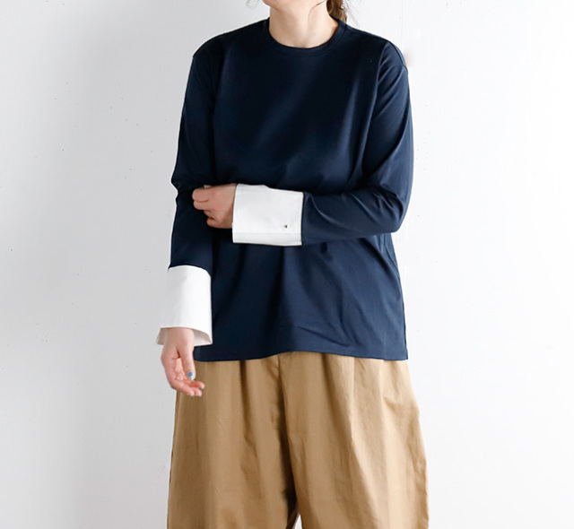 SALE 40%OFF MIDIUMISOLID ミディウミソリッド  カフス切替プルオーバー　1-112094