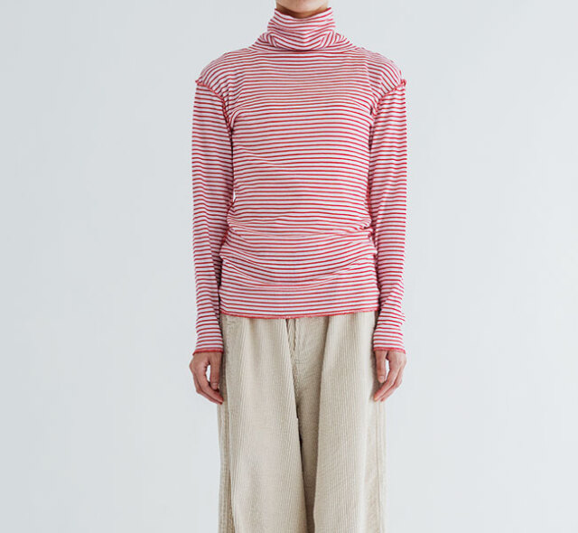 MEYAME メヤメ MEY-2501 ボーダー ソフトリブ タートルネック BORDER SOFT RIB TURTLENECK