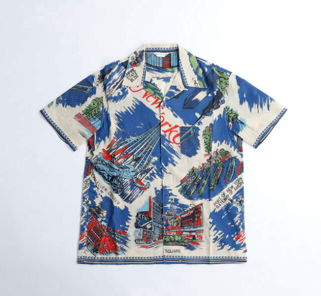 BINDU ビンドゥー PIM7725-NY3 Blue  HAWAIIAN SHIRTS  ハワイアンシャツ NewYork3 Natural Blue