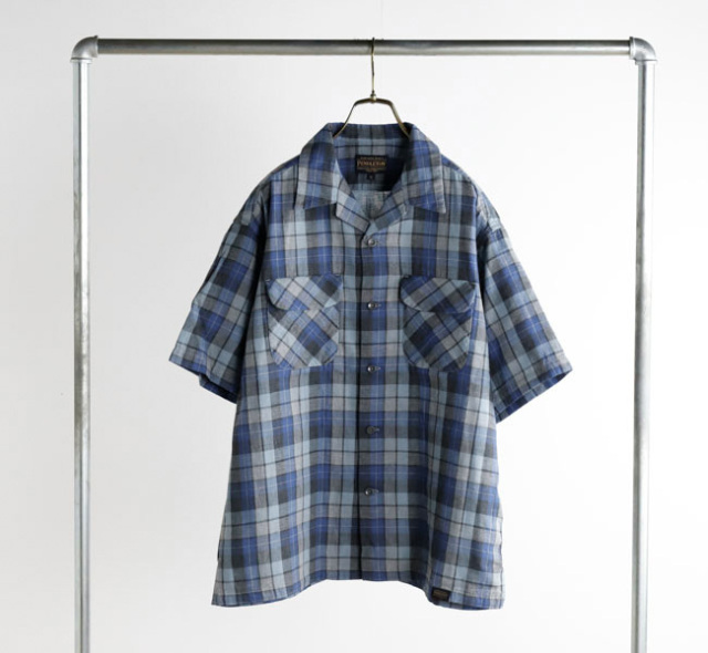 美品 Pendleton ペンドルトン 半袖 オンブレ オープンカラーシャツ L PENDLETONペンドルトン半袖オープンカラーチェックシャツ
