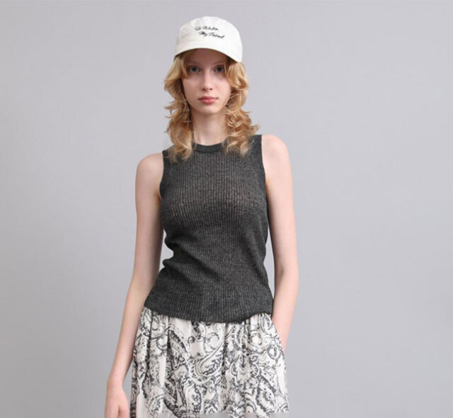 SACRA サクラ 126133081 メランジ リブトップ LI/PL MELANGE-RIB TOP