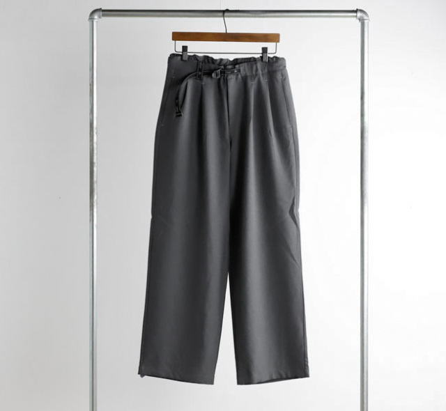 SALE 40%OFF and wander アンドワンダー 5282105 メランジツイルワイドパンツ PE melange twill wide pants