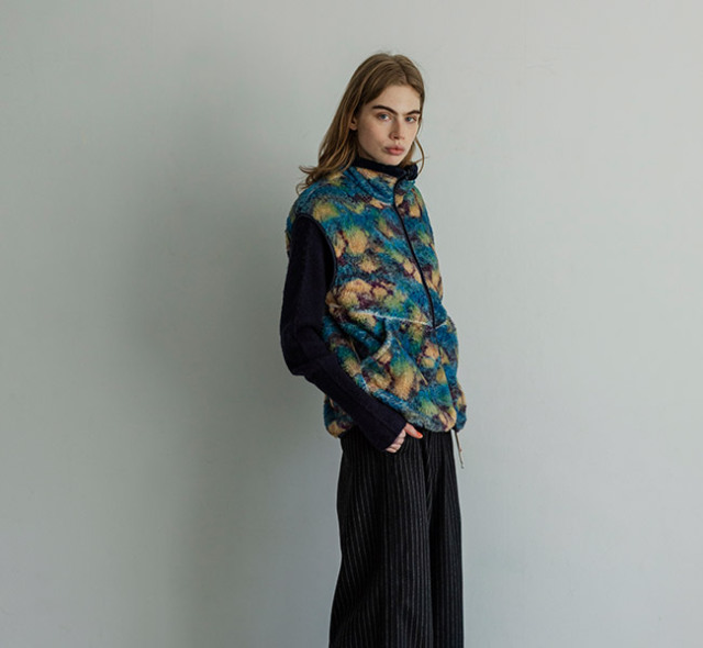 MEYAME メヤメ MEY-2510 プリント ソリッド リバーシブル フリースベスト PRINT/ SOLID REVERSIBLE FLEECE VEST