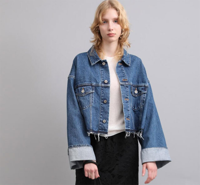 SACRA サクラ 126104031 クロップドデニムジャケット ネイビー AUTHENTIC DENIM JACKET